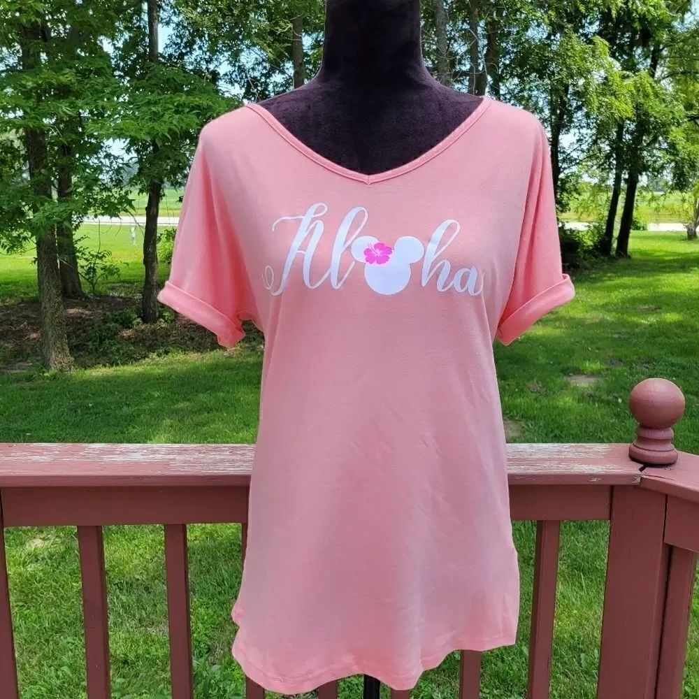 Ladies Handmade Custom Disney Short Sleeve Shirt, Top, Disney trip, Med